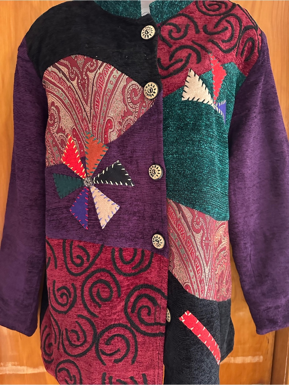NWT Indigo Moon Patchwork Velvet Paisley Wearable Art Jacket L